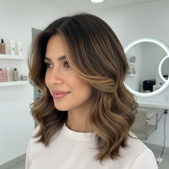 Exemplo morena iluminada no salão